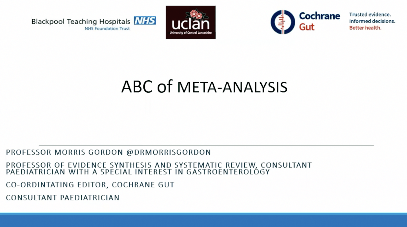 ABC of Meta-analysis – Prof. Morris Gordon
